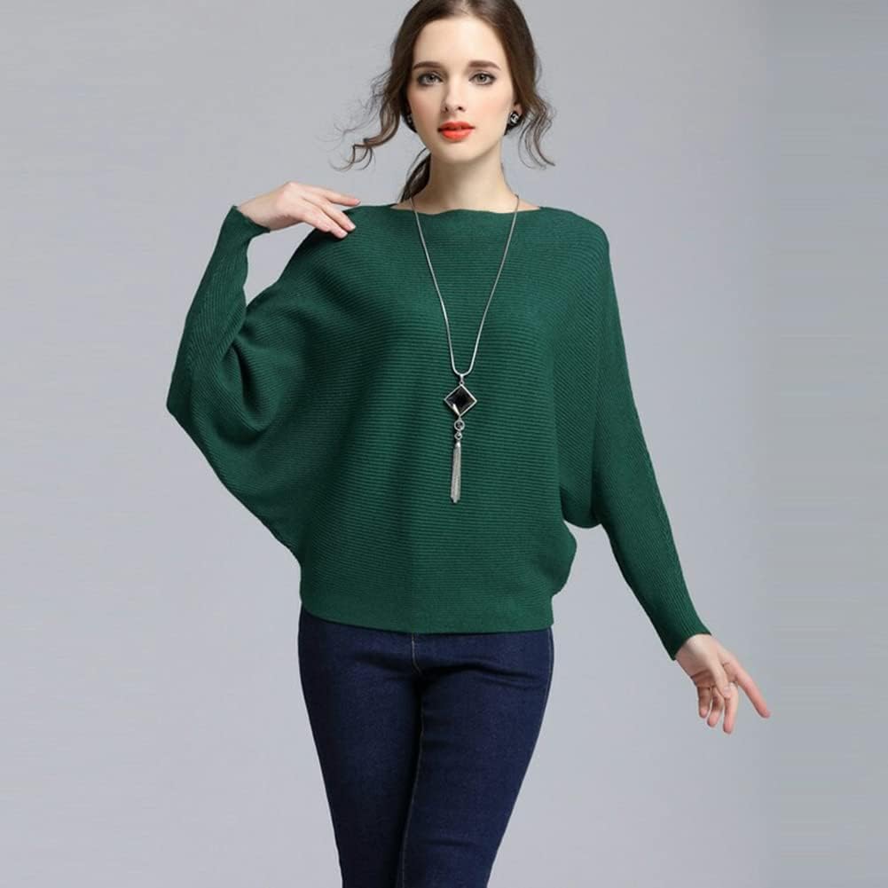 Cegerne Pull Femme Manches Chauve-Souris Élégant Oversize Pull à Manches Longues Sweatshirt Tricoté Haut Batwing Knitted Sweater