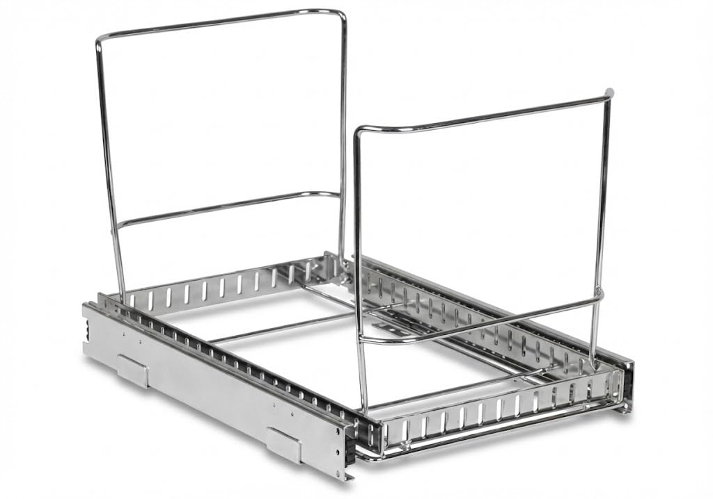Photo 1 of HOLDN’ STORAGE Pull-Out Cabinet Trash Can Organizer, Fits 9 Gal/35 Qt Bins, Heavy-Duty Chrome Frame, Soft-Close Slide, Adaptable Mounting Options, Fits 12”+ Cabinet Opening, Bin Not Included