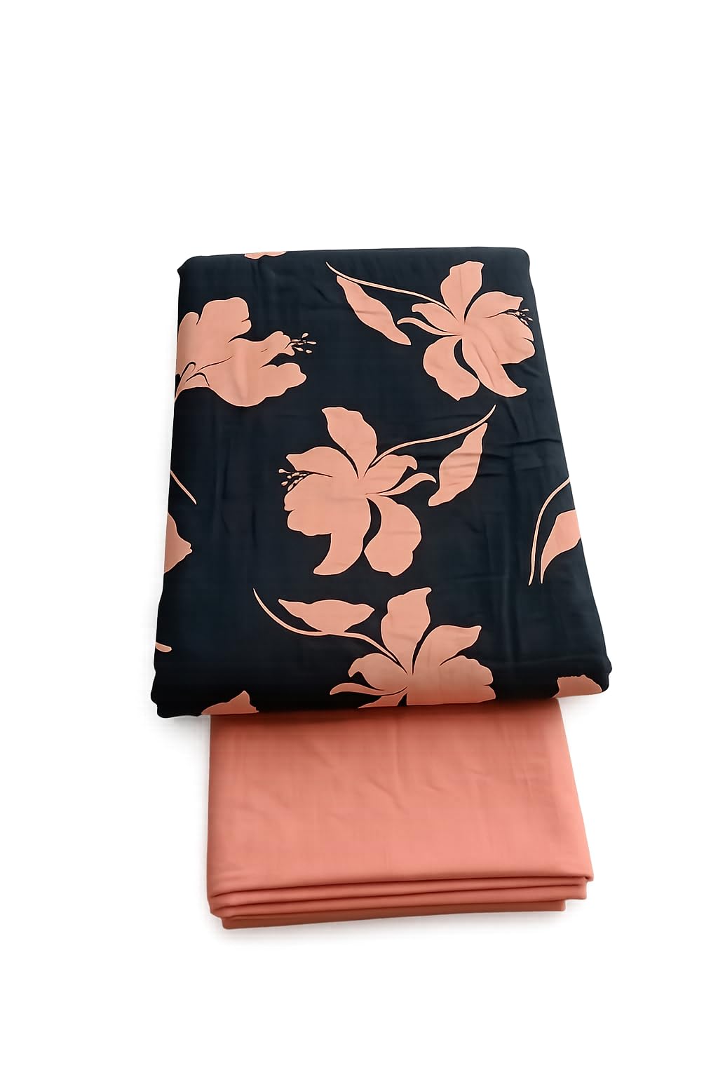 Unstitched Cotton Dress Material Black & Peach Floral Print-image-16