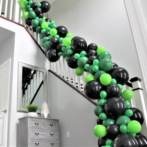Image of Black White Green Balloons, 60PCS Green Black Foootball Birthday Balloons, 12Inch Green White Latex Balloons Foootball Party Balloons for Boys Video Game Sprots Soccer Theme Party Baby Shower Supplies