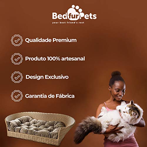 Cama Pet Cachorro Porte Grande Fibra Sintética 100x60Cm Luxo Bathtub Veludo Nude - BedFurPets
