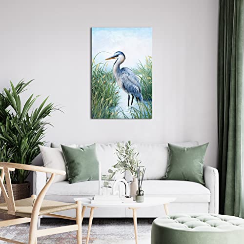 Tiuauit Swamp Heron Canvas Wall Art Print Bird Artwork Framed Ready To Hang 24"X36" #TOP3