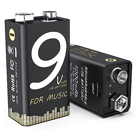 9V Battery,USB Rechargeable 9Volt Lithium Batteries 1000mAh,Long Lasting LI-ion Batteries, No Memory Effect-with Type-C Charging Cable,for Smoke A larms,Electric Guitar,for Any Need Devices9V Battery Cover