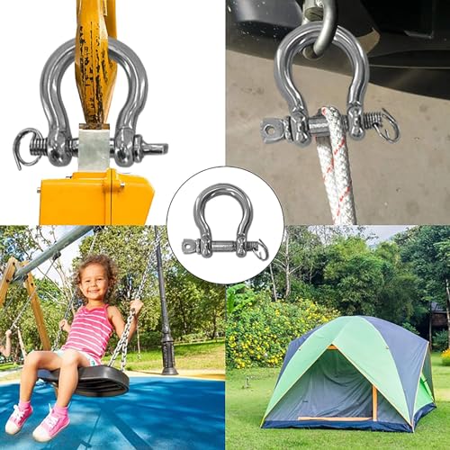 Xialuo Marine 2Pcs Anchor Shackle 316 Stainless Steel Anti-Off Bow Shackle With Locking Ring 1/2 Inch thumb #5