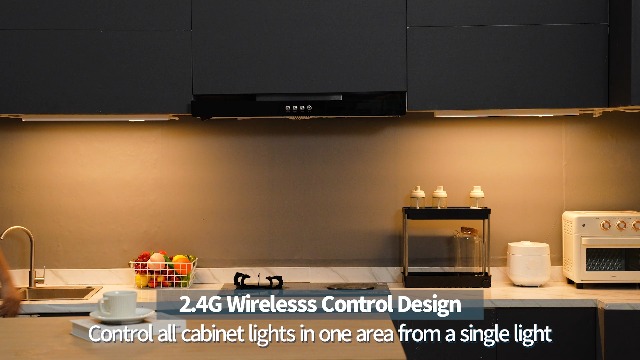 Image of Ensenior 24 Inch Hand Wave Motion Sensor LED Under Cabinet Lighting with Hardwired or Plug-in Installation, Dimmable Under Counter Lights with 2.4G Wireless Control for Kitchen, 5CCT, 120V, 14W 930LM