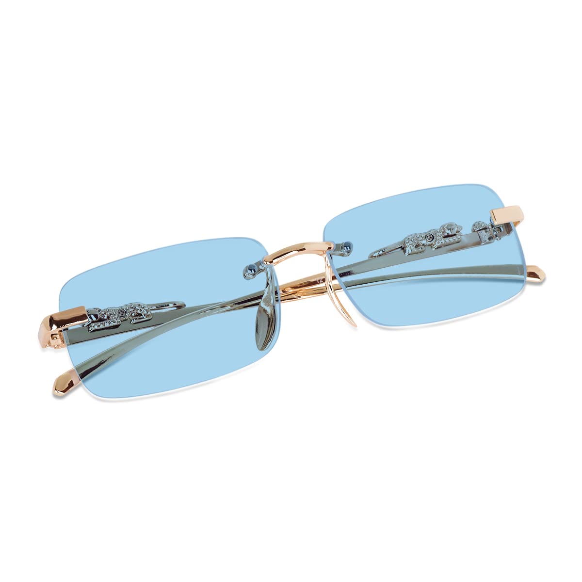Vintage Rimless Rectangle Sunglasses for Women Men,Trendy Gold Metal Frameless Square Sun Glasses Eyewear-image-46