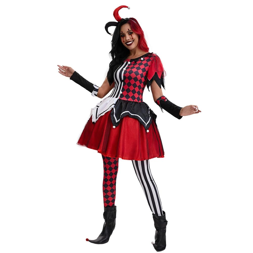 Halloween Costume Women Adult Funny Circus Clown Costumes Horror Ghosts Cosplay Carnival Honey Joker Party Dress