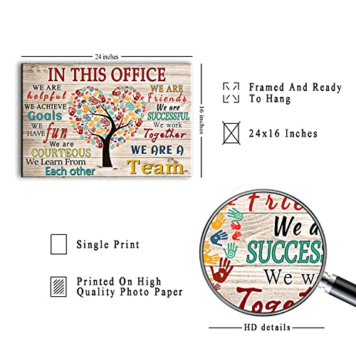 Whaomiot In This Office We Are A Team Inspirational Wall Art Positive Modern Decor Poster Canvas Print 24X16 Inch Frame Ready To Hang thumb #1