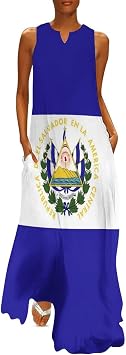 TAIZIYEAH El Salvador Flag Long Dress for Womens Summer Top 3XL
