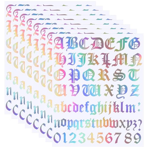 Image of Teling 8 Sheets Letter Stickers Vinyl Old English Alphabet Number Stickers Self Adhesive Stick on Letters for Back to School Scrapbooking DIY Art Business Mailboxes Address Craft(1 Inch,Matte Silver)