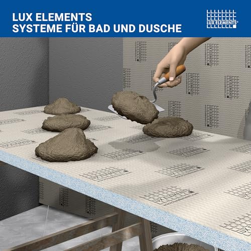 LUX ELEMENTS Ansetzkleber COL-AK 5kg I Fertig vorgemischter Trockenmörtel für Ansetzen, Nivellieren & Verkleben von Bauplatten & Duschböden I Wasserfest