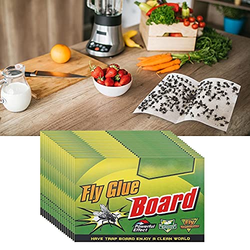 30 Pack Sticky Fly Trap, Fly Paper Gnat Glue Trap and Sticky Fly Strips Traps for Kitchen Flying Plant Insect, Non Toxic Fly Catcher Indoor/Outdoor Use