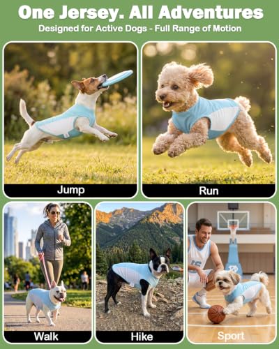 Image of CuteBone Cooling Stretch Sport Dog Tank - Athletic Fan Pet Jersey - Color Block Pet Vest for Small Dogs, Cats