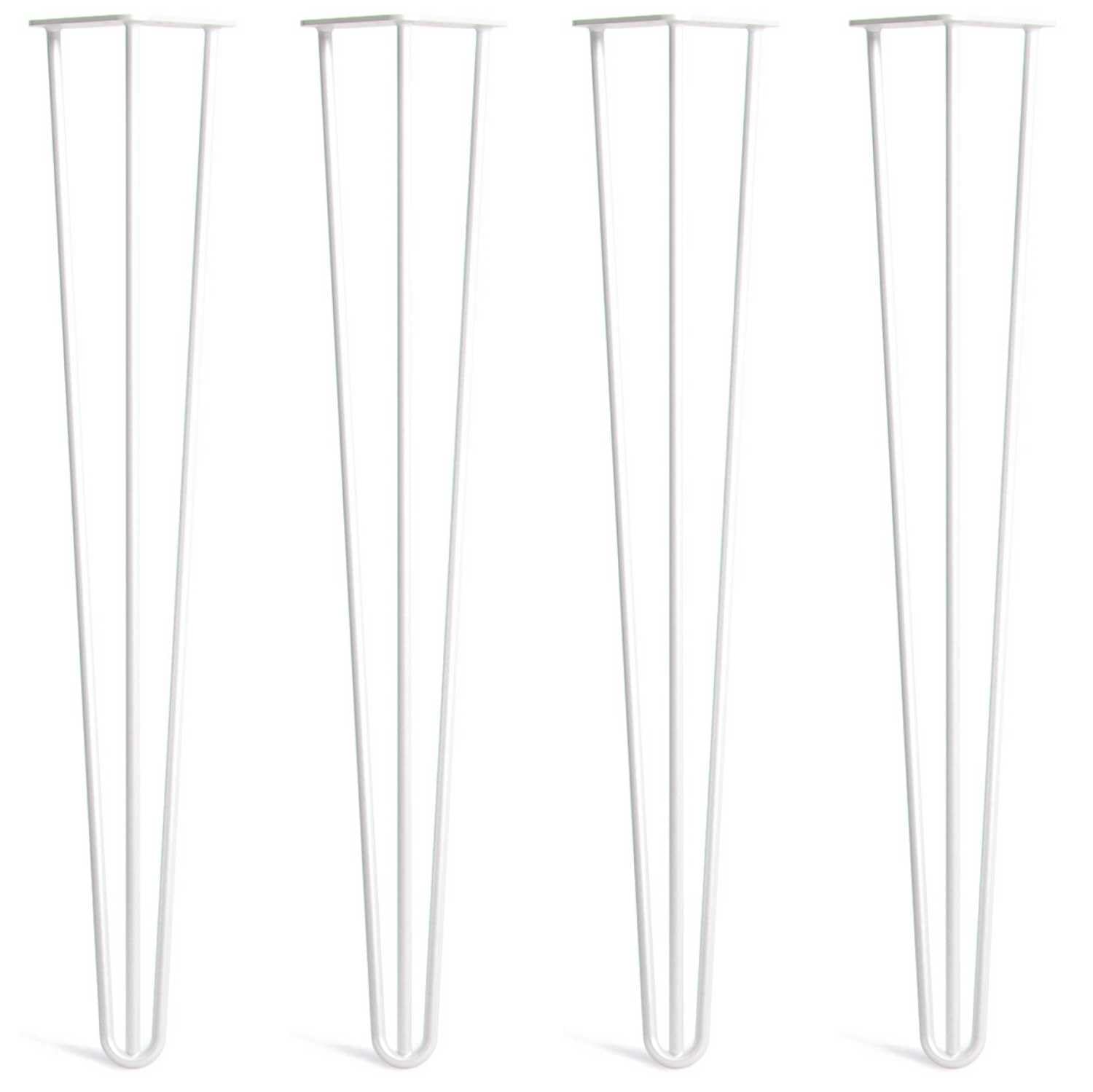 [HLC] 4 x Heavy Duty Hairpin Table Legs – Superior Double Weld Steel Construction with Free Screws, Build Guide & Protector Feet, Worth £8 Included! – 12mm Steel [28"/71cm, 3 Rod, White] — image 1