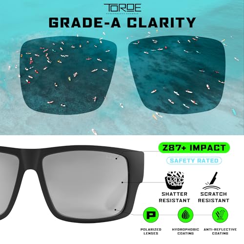 Image of TOROE Z87+ Polarized Safety Sunglasses Matte Black TR90 Frame, ANSI Rated Lens