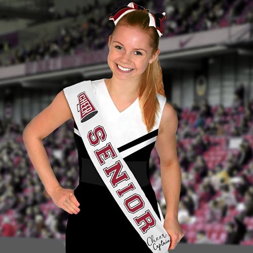 Cheer Senior Sash Maroon - PREMIUM GRADE SATIN Sashes - Burgundy Cheer Squad Supplies and Gifts4