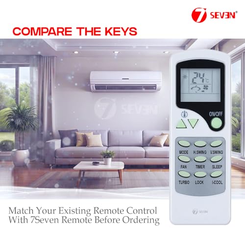 Image of 7SEVEN Compatible Onida AC Remote LT-01 Model 7C 1 1.5 2 Ton Split and Window Air Conditioner - Match Exactly with Existing Onida ac Remote Control