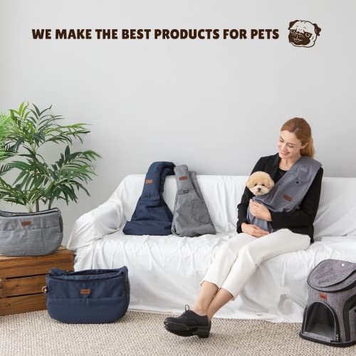 Retro Pug Dog Sling Carrier For Small And Medium Dogs,Cat - Pet Sling Carrier - Travel Puppy Carrying Bag – Doggie Pouch – Adjustable Shoulder Strap – Tote Purse – Chest Holder - 15~20 Lbs (Grey) #TOP7