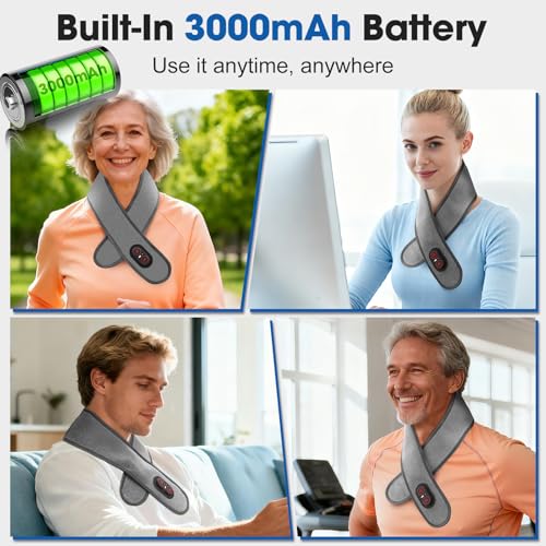 Cordless Neck Heating Pad for Pain, Neck Massager with 660nm 850nm Red Light, Neck Heating Pad for Pain Electric, Heated Neck Brace Wrap for Soreness Stiffness Pain Relief — view 4