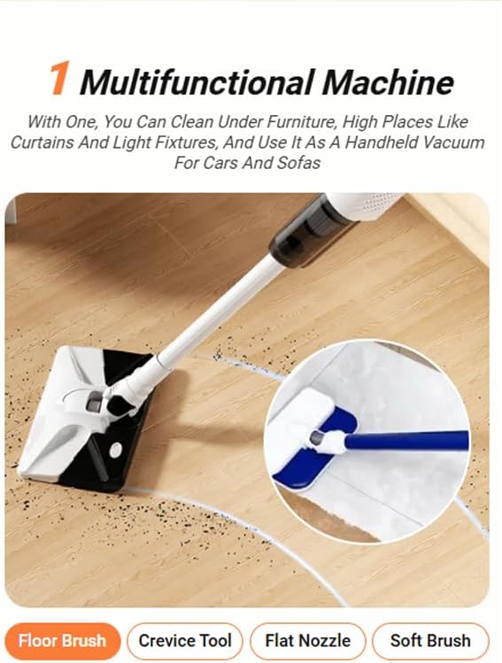 Miniatura 7 de Aspiradora de mano inalámbrica, autónoma y recargable, 3 en 1, succión fuerte de 15000 PA, 2.2 libras de peso ligero con cepillo de piso,