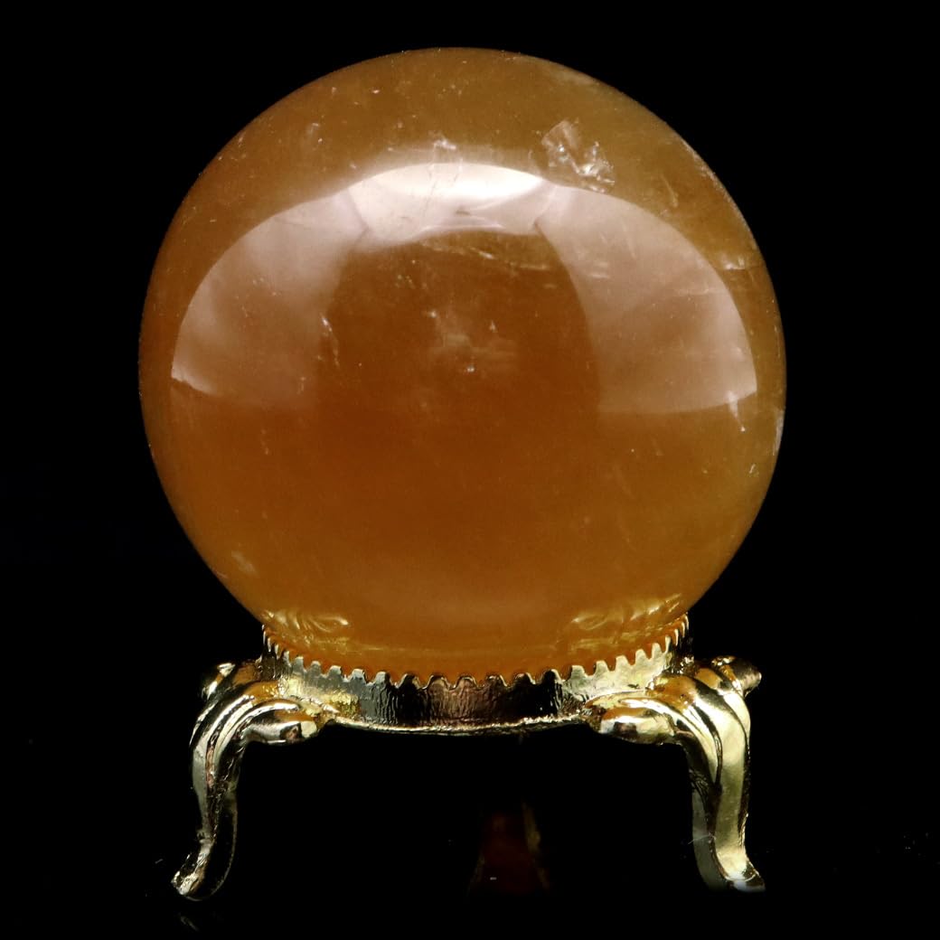 Amazon.co.jp: ゴールデン カルサイト 丸玉 台座付き 直径約43mm  