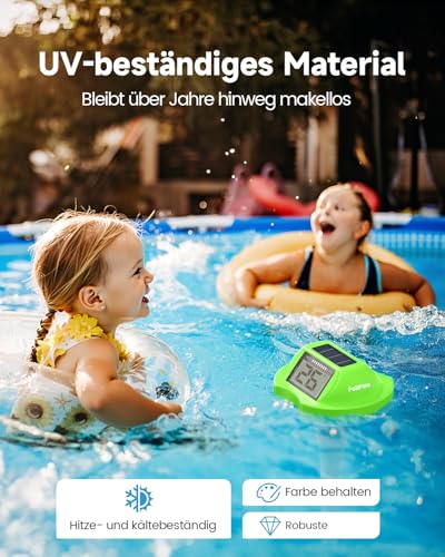 PoolPrime Pool Thermometer mit Doppelbildschirm, leicht ablesbar, Poolthermometer Schwimmend mit digitaler Anzeige, IPX7 wasserdicht für Hot Tubs, Cold Tubs und Schwimmbäder.（Green）