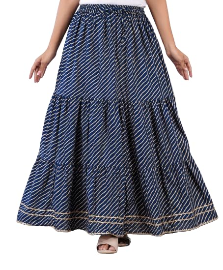 Women's Rayon Traditional Striped Print Lehariya Wedding Sangeet Skirt Lehenga Ghaghra.-image-24