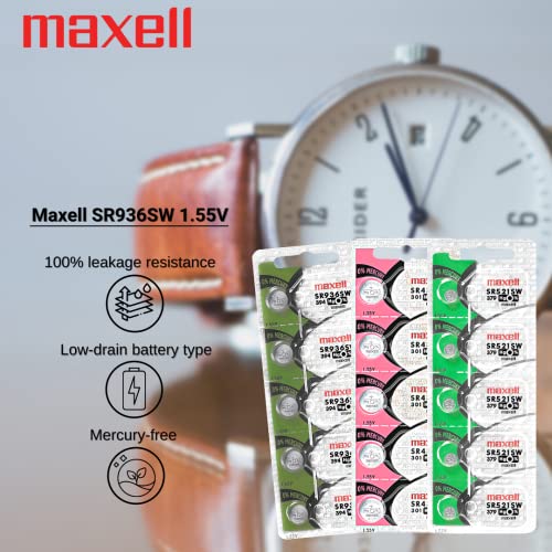Image of Maxell Watch Battery Button Cell SR936SW 394 Pack of 5 Batteries