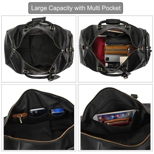 LUUFAN Genuine Leather Travel Bag for Men Large Capacity Luggage Duffel Bag with Shoe Compartment, Shoulder Handbag for Holiday Business Trip Outdoor — view 6