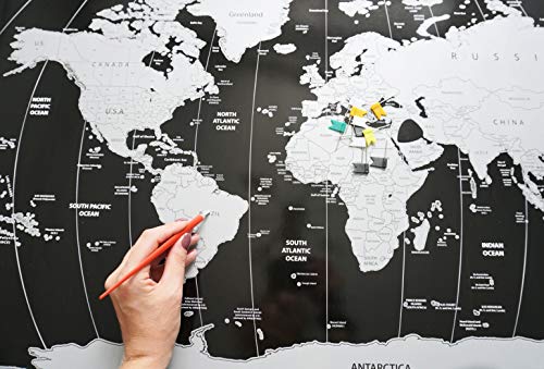 MAPA RASPADINHA MAPA DO MUNDO DE RASPAR BANDEIRAS DELUXE TAMANHO GRANDE 90X60CM SCRATCH MAP