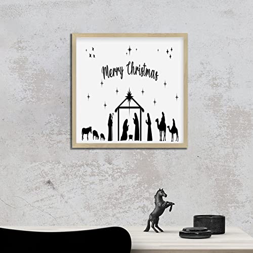 Letrero de madera para el hogar Merry Christmas cartel enmarcado retro 6