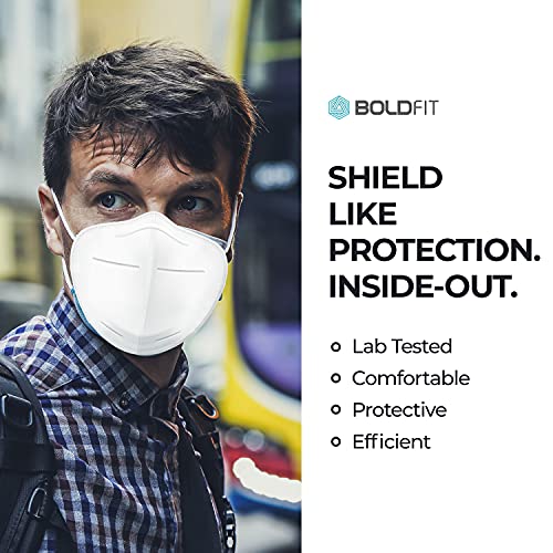 Image of Boldfit N95 Mask for Face, Anti Pollution, Protective, Third Party Tested by Manufacturer at SGS & Ministry of Textiles, Pack of 50