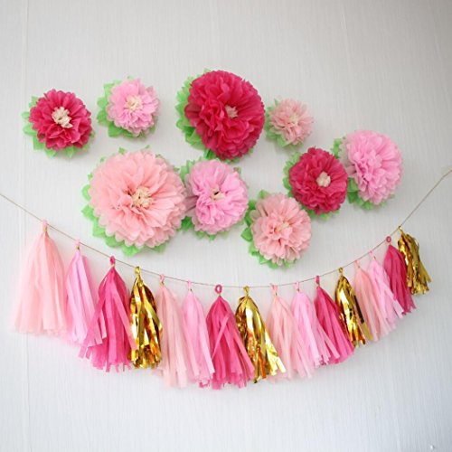 Mybbshower Pink Paper Flower Wedding Centerpiece Birthday Party Backdrop Nursery Room Wall Home Decoration Pack Of 9 #TOP3