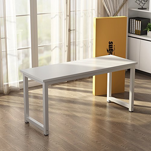 Tribesigns Computer Desk, 63 inch Large Office Desk Computer Table Study Writing Desk for Home Office, White