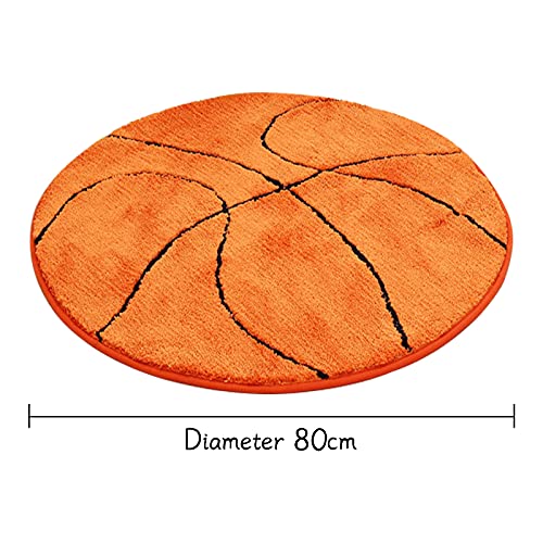 JeogYong Basketball Rug, Soft and Comfy Sports Themed Round Area Rugs Bedroom Living Room Carpet Kitchen Mat Bath Rugs for Bathroom, Basketball Themed Room Decor for Kids Bedroom Men Cave - Image 3