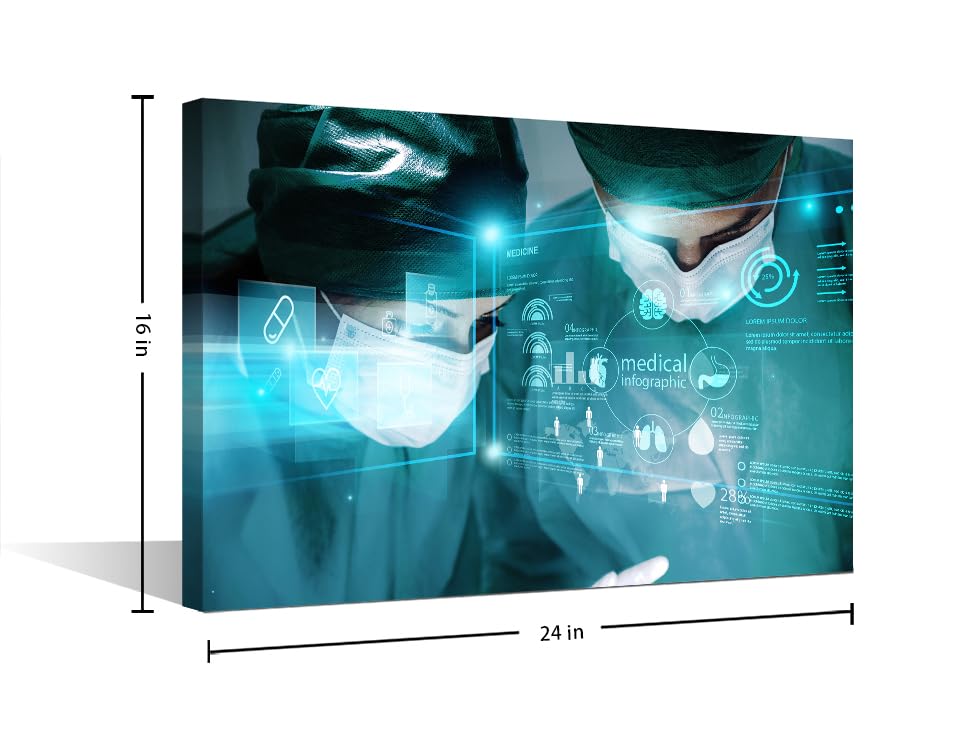 Image of TUMOVO 1 Panels Medical Examination Wall Art Surgery and Medical Wall Painting Clinical Laboratory Wall Art for Living Nosocomium Giclee Print Stretched and Framed Ready to Hang (16 inch Wx24 H)