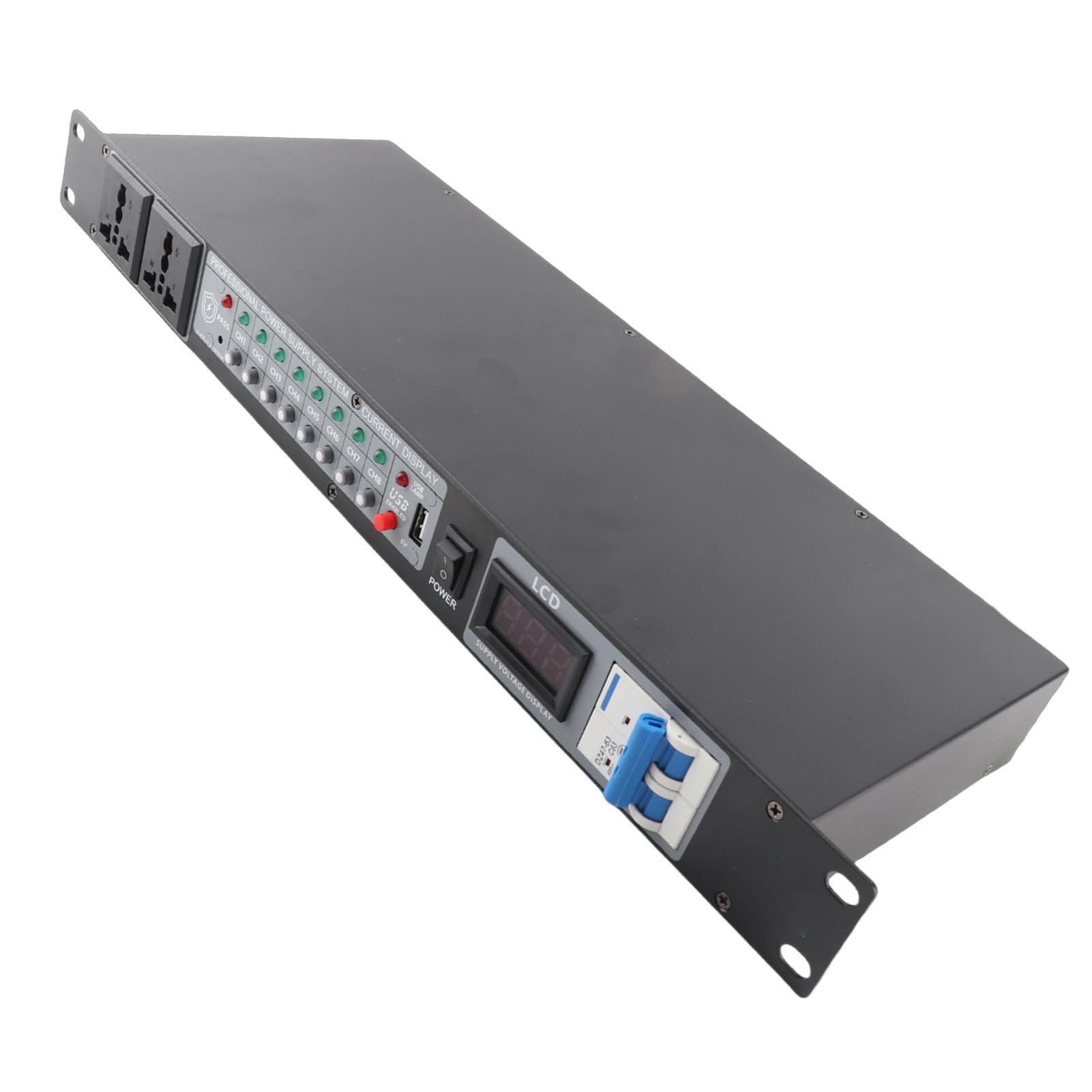 Tbest Secuenciador de Potencia Controlador de Pantalla de Voltaje Profesional de 10 Canales Amplificador de Etapa de Alto Equipo para Sistemas de Sonido (Enchufe de la UE)