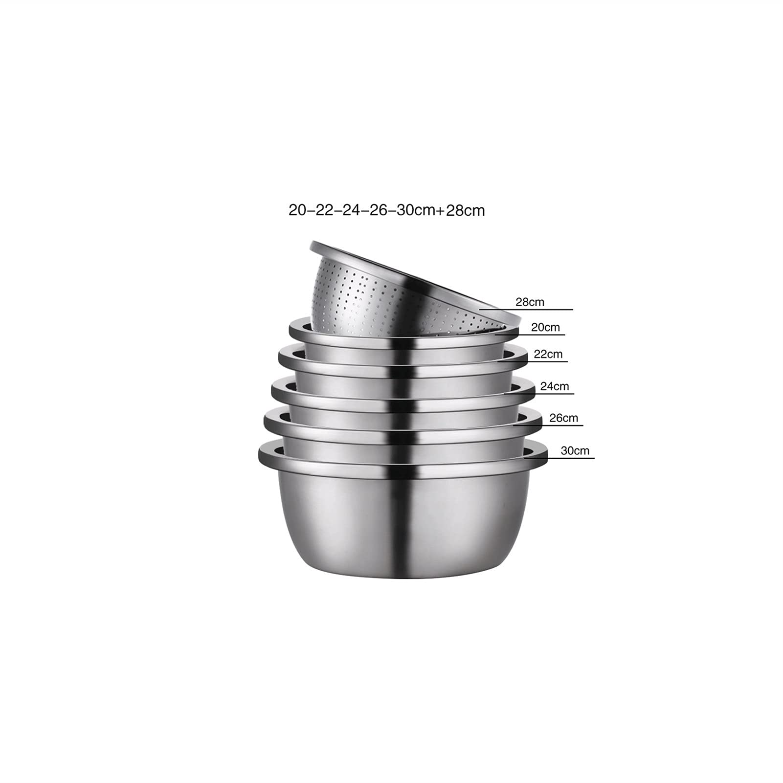Cuencos para Mezclar de Acero Inoxidable 304, Lavabo para Sopa de Acero Inoxidable, Juego de 6 Piezas para Almacenamiento Que Ahorra Espacio, hogar, refrigerador y Almacenamiento de Alimentos en la