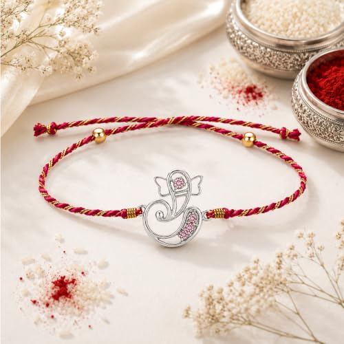 Image of CW 925 Silver Religious Designer Rakhi | Raksha Bandhan Rakhi for Brother | Gift for Men & Boys | 925 Stamp & Certificate of Authenticity
