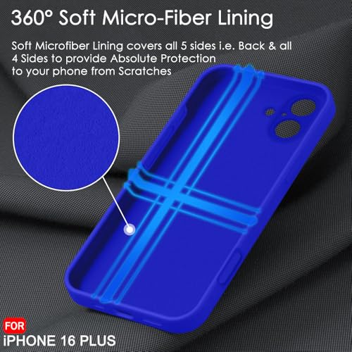 Image of TheGiftKart Liquid Silicone Back Cover Case for iPhone 16 Plus | Soft Micro-Fibre Lining Inside | Camera & Screen Protection | Shockproof Back Cover Case for iPhone 16 Plus (Silicone, Ultramarine)