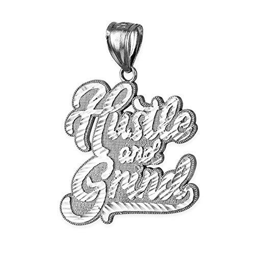 Sterling Silver HUSTLE AND GRIND Hip-Hop DC Pendant