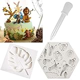 ManYee 2 PCS Jungle Safari Animal Cake Mold Silicone Animal Fondant Molds Animal Cupcake Decoration...
