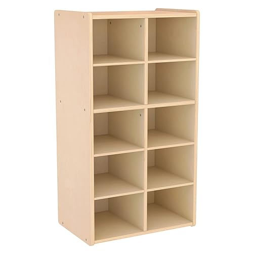 Miniatura 1 de ECR4Kids Birch Streamline - Bandeja de almacenamiento para 10 cubos, gabinetes para niños, contenedores no incluidos, natural