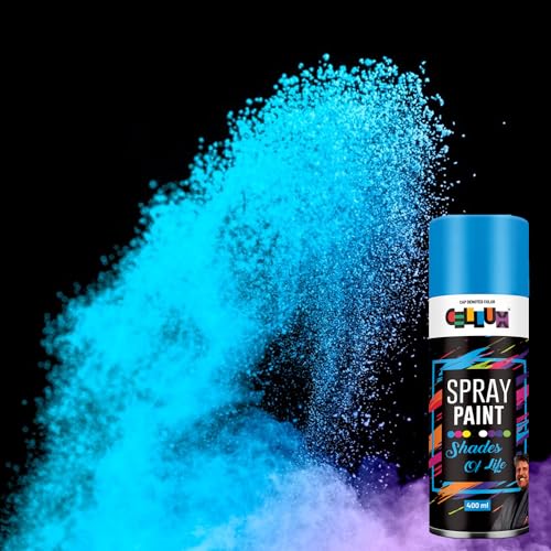 Image of Cellux 2X Ultra Cover Fluorescent Blue Spray Paint | DIY, Quick Drying with Premium Gloss Finish for Metal, Wood, Wall & other Surfaces - 400 ML