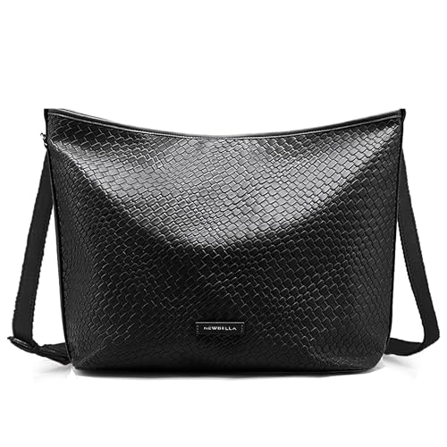 Image of NEWBELLA Vegan Leather Crossbody Bag, Adjustable Shoulder Purse, Lightweight Travel Work Handbag (Black)