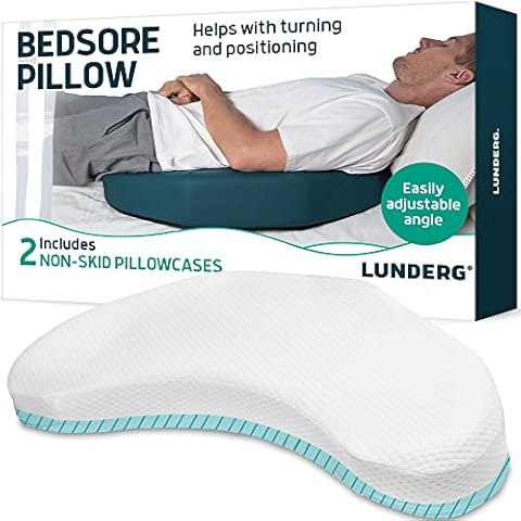 Lunderg Bedsore Pillow Positioning Wedge - with 2 Non-Slip Pillowcases & Adjustable Slope - Pressure Ulcer Cushion for Bed Sore Prevention - Stay on The Side and Stay Off The Back Cover