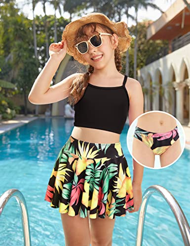 Image of Arshiner Girls 3 Piece Swimsuit for Teen Girl Tankini Swimsuits Bathing Suit Beach Bikini Swimwear with Skirt