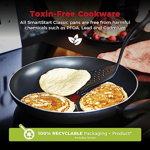 Image of Tower Cerasure Fry Pan with 3X Non-Stick Ceramic Coating for Low Oil Cooking, Quick & Even Heating, Gas & Induction Compatible, Aluminium Cookware, 1.5-Year Warranty (20 cm)