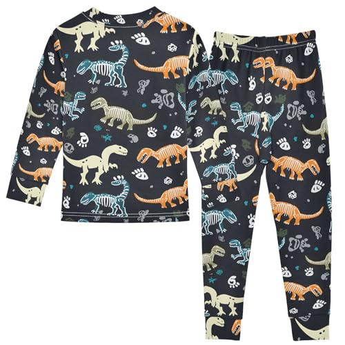ALAZA Cute Stylish Dinosaur Paw Print Pajamas Long Sleeve Sleepwear 2-Piece Pajama Set2