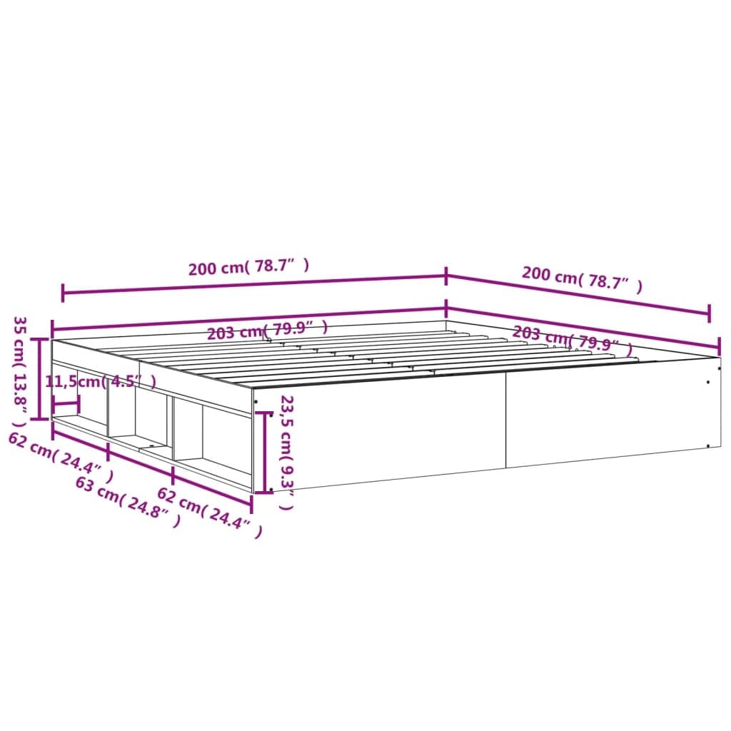 Gecheer Struttura Letto,Giroletto,Matrimoniale,Moderno,in Legno Multistrato,Rovere Sonoma,con Senza Testiera,con Porta Libri,200x200 cm,Letto con Doghe, Letto,Matrimoniale Moderno,200x200 cm